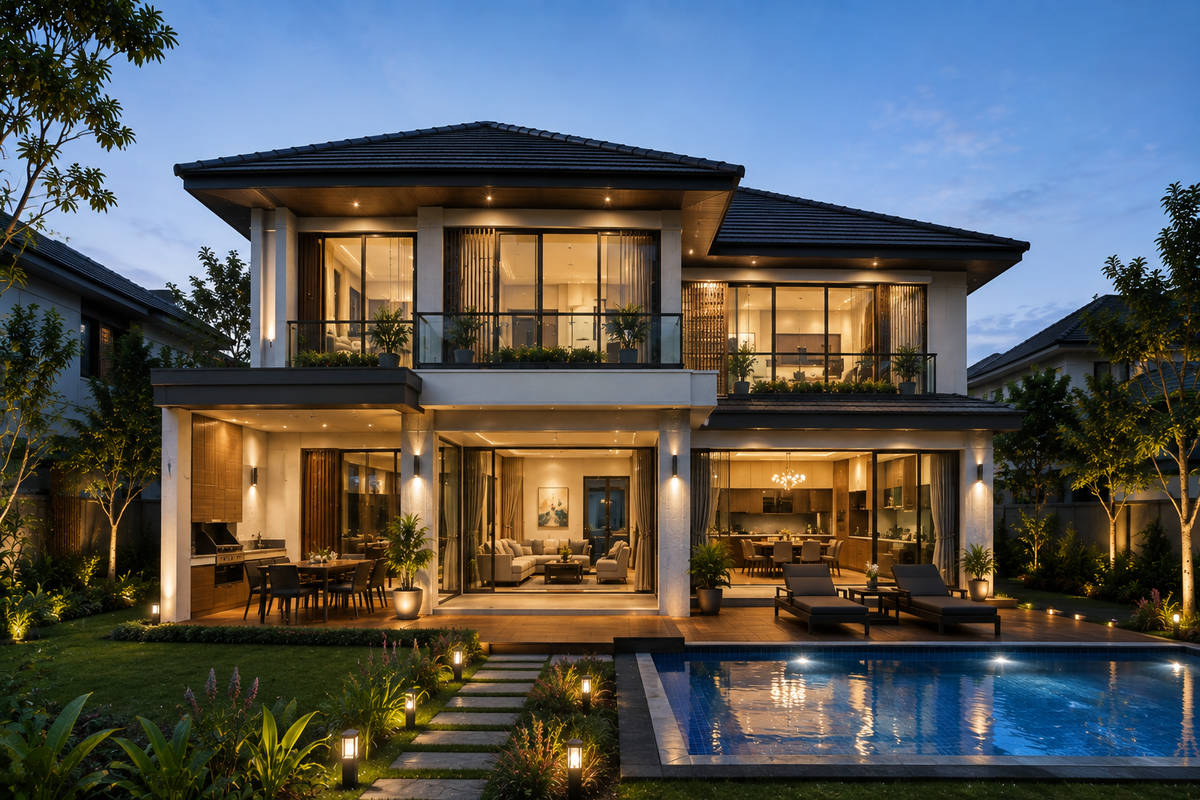 Gambar rancangan halaman belakang rumah IDN96 Residence