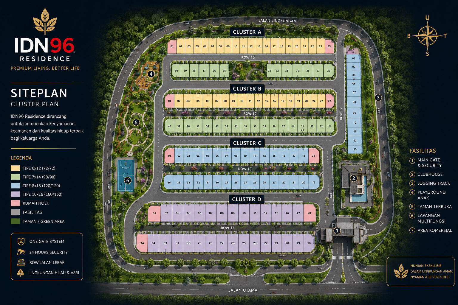 Site plan IDN96 Residence: empat cluster, empat tipe, dan fasilitas kawasan