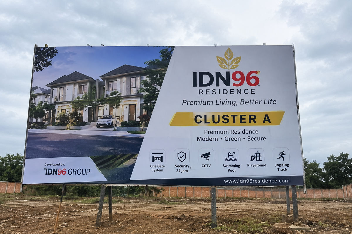 Gambar rancangan papan nama proyek IDN96 Residence