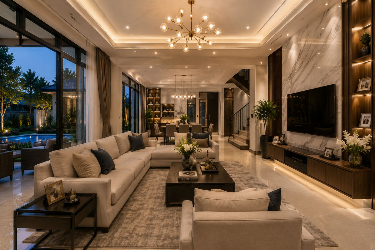 Gambar rancangan ruang tamu IDN96 Residence