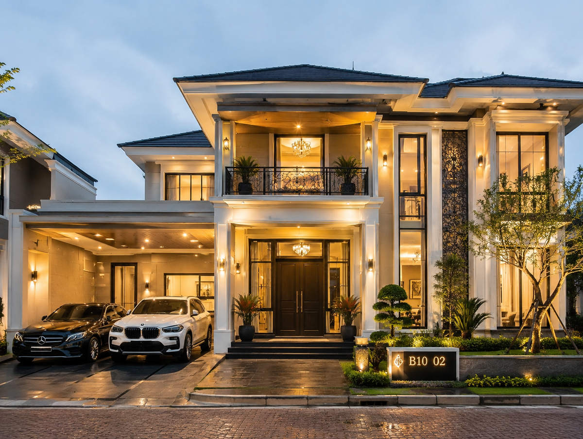 Gambar rancangan unit contoh IDN96 Residence tampak depan